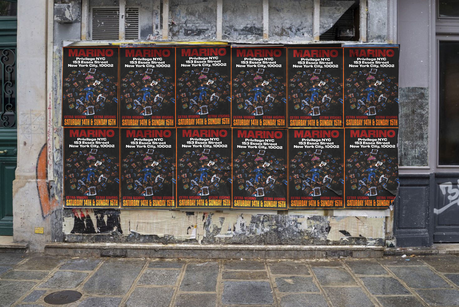 Wheatpaste street poster takeover for Marino at Privilege nightclub in Toronto